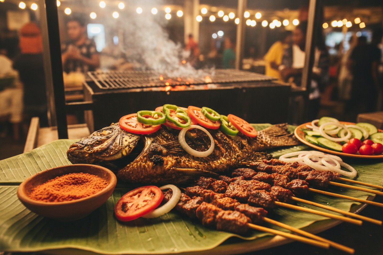 Nigerian grilled fish and suya