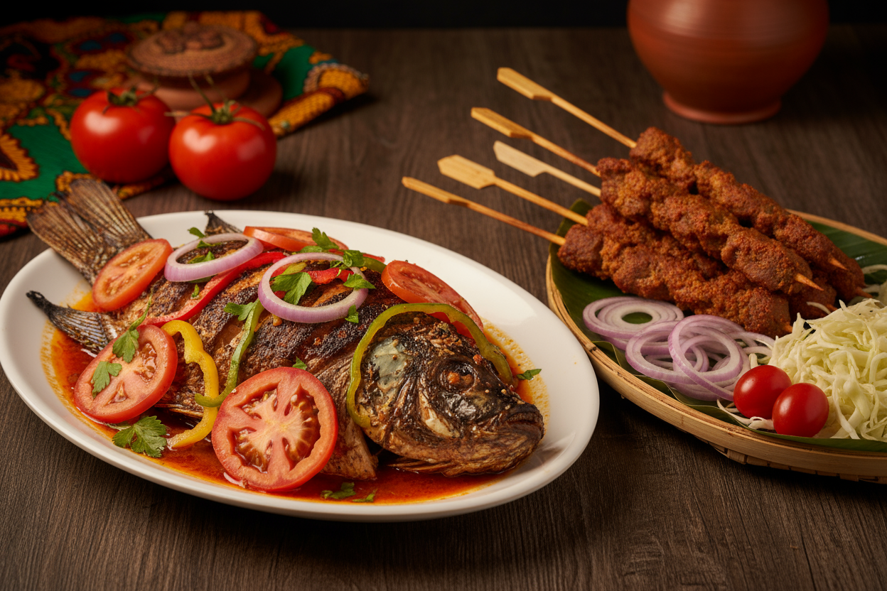 Texas grilled fish and Suya